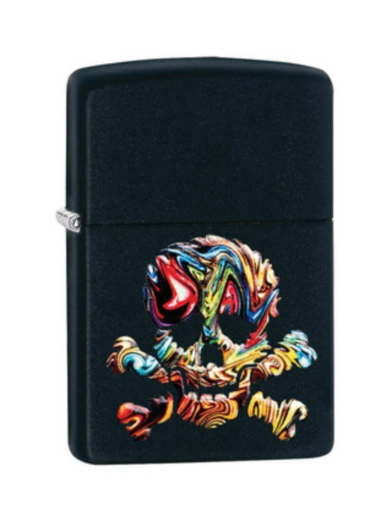 Zippo Matte Black Skull Design Brass Pocket Lighter