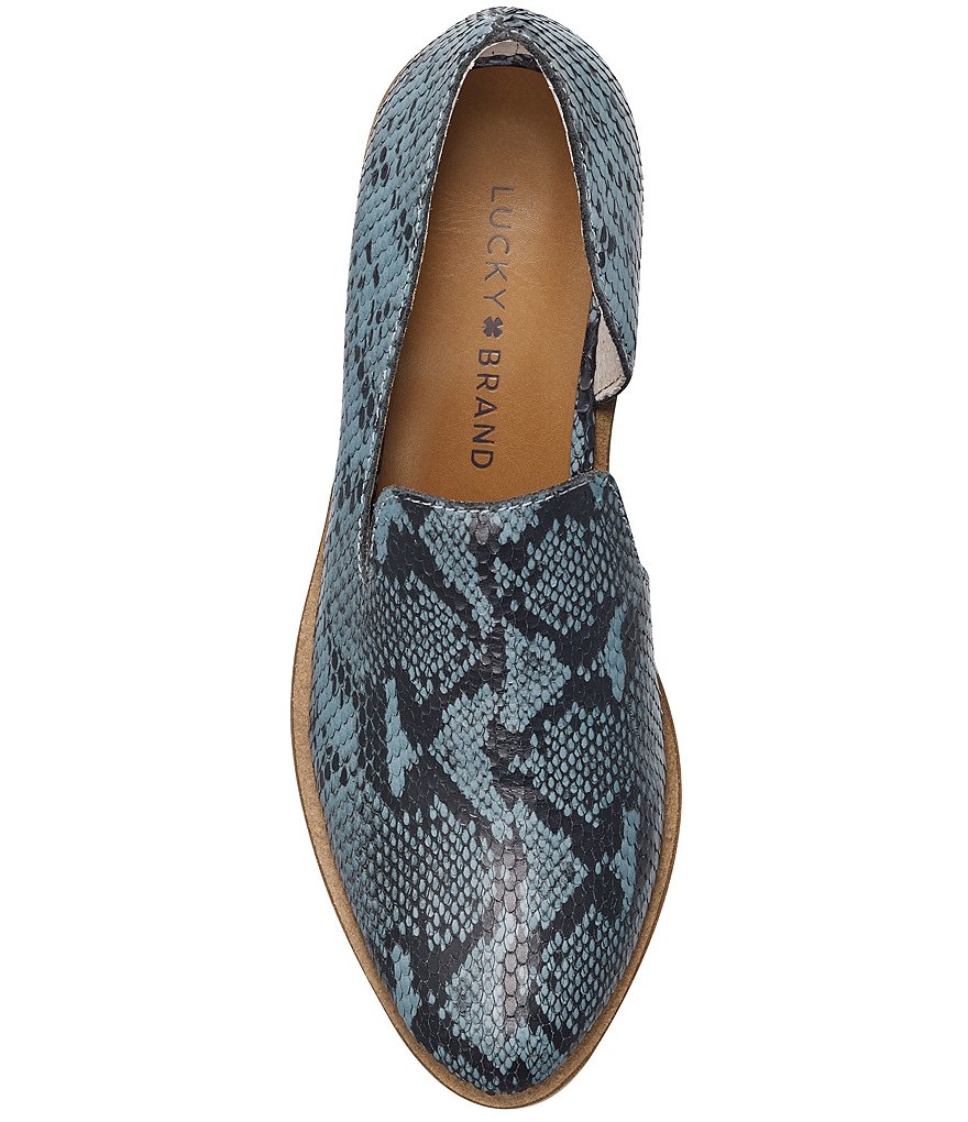 Lucky Brand Garny Snake Printed Leather Block Heel Loafers
