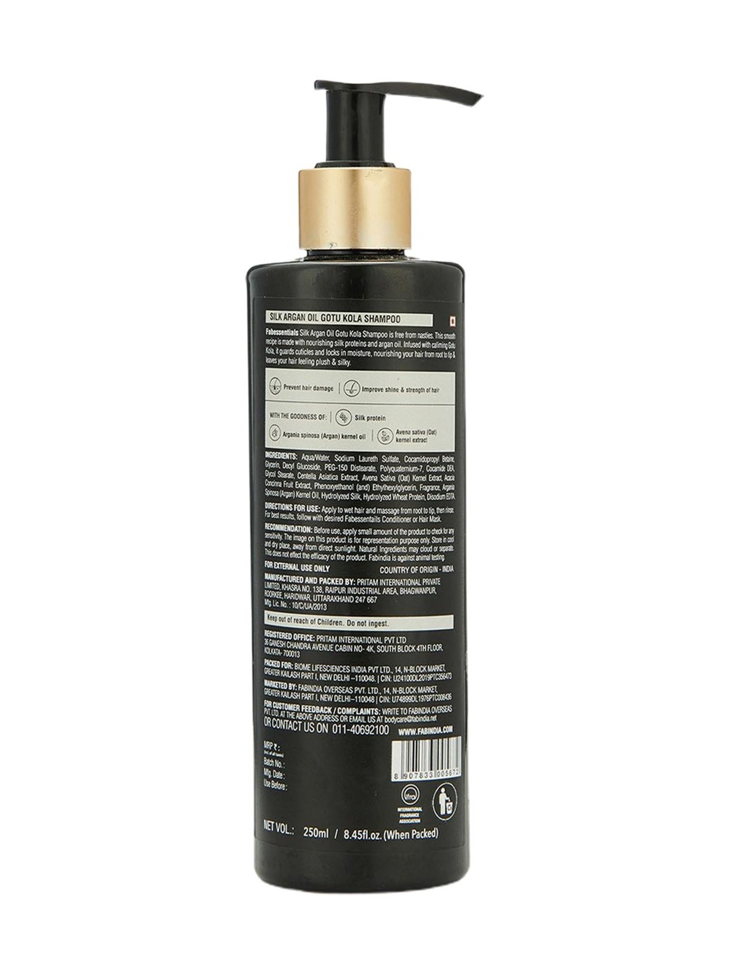 Fabessentials Silk, Argan Oil & Gotu Kola Shampoo - 250 ml