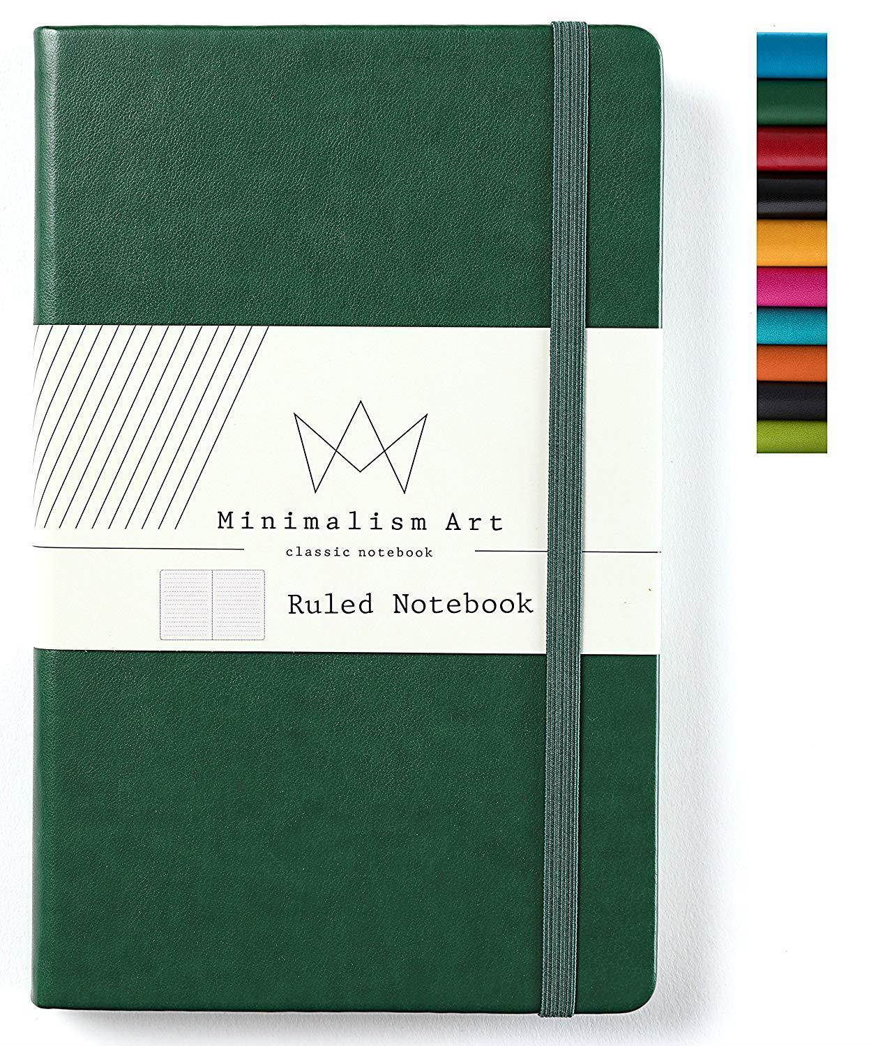Minimalism Art | Classic Notebook Journal, Size: 5" X 8.3", A5, Green, Ruled/Lined Page, 192 Pages, Hard Cover/Fine PU Leather, Inner Pocket, Quality Paper - 100gsm | Designed in San Francisco
