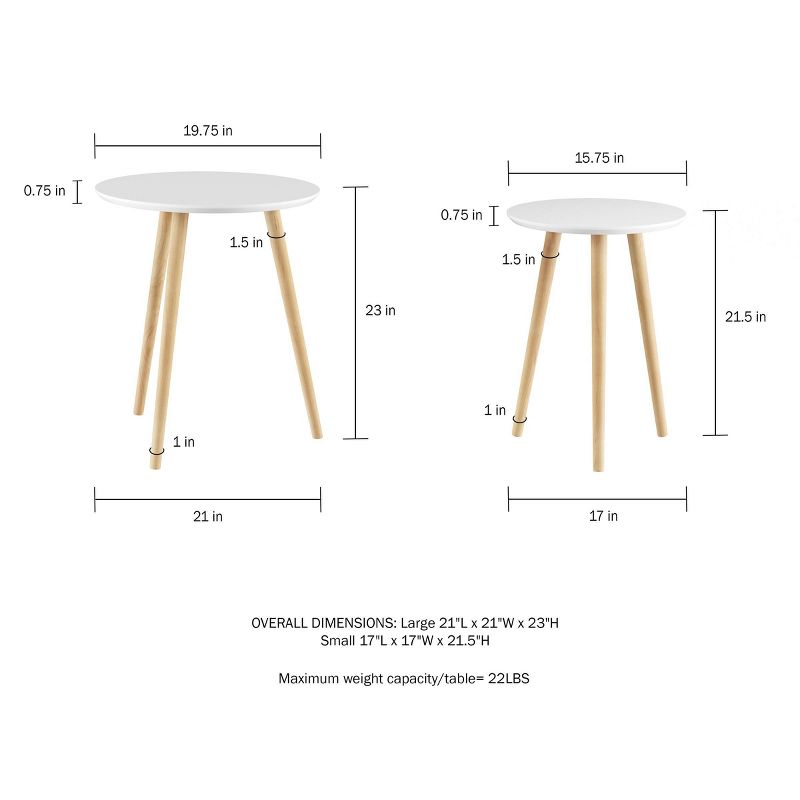 Nesting End Tables with Circular Top White - Yorkshire Home
