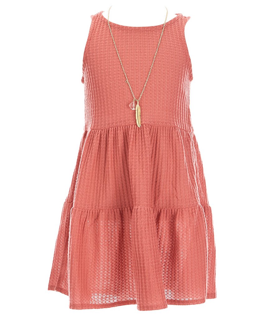 Rare Editions Big Girls 7-16 Sleeveless Tiered Dress With Printed Kimono