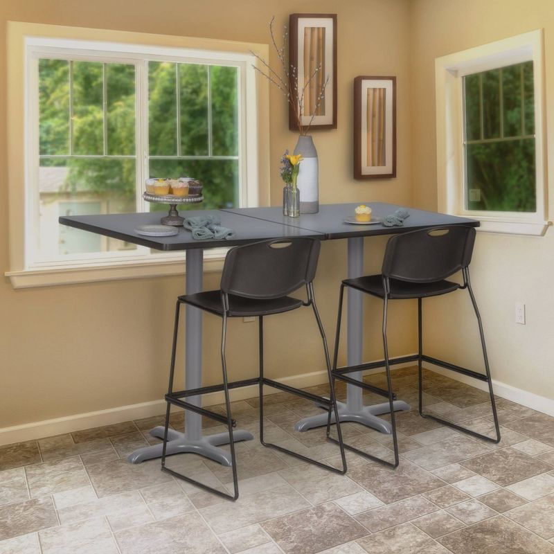 30" Via Cafe High Square X - Base Bar Height Table Gray - Regency