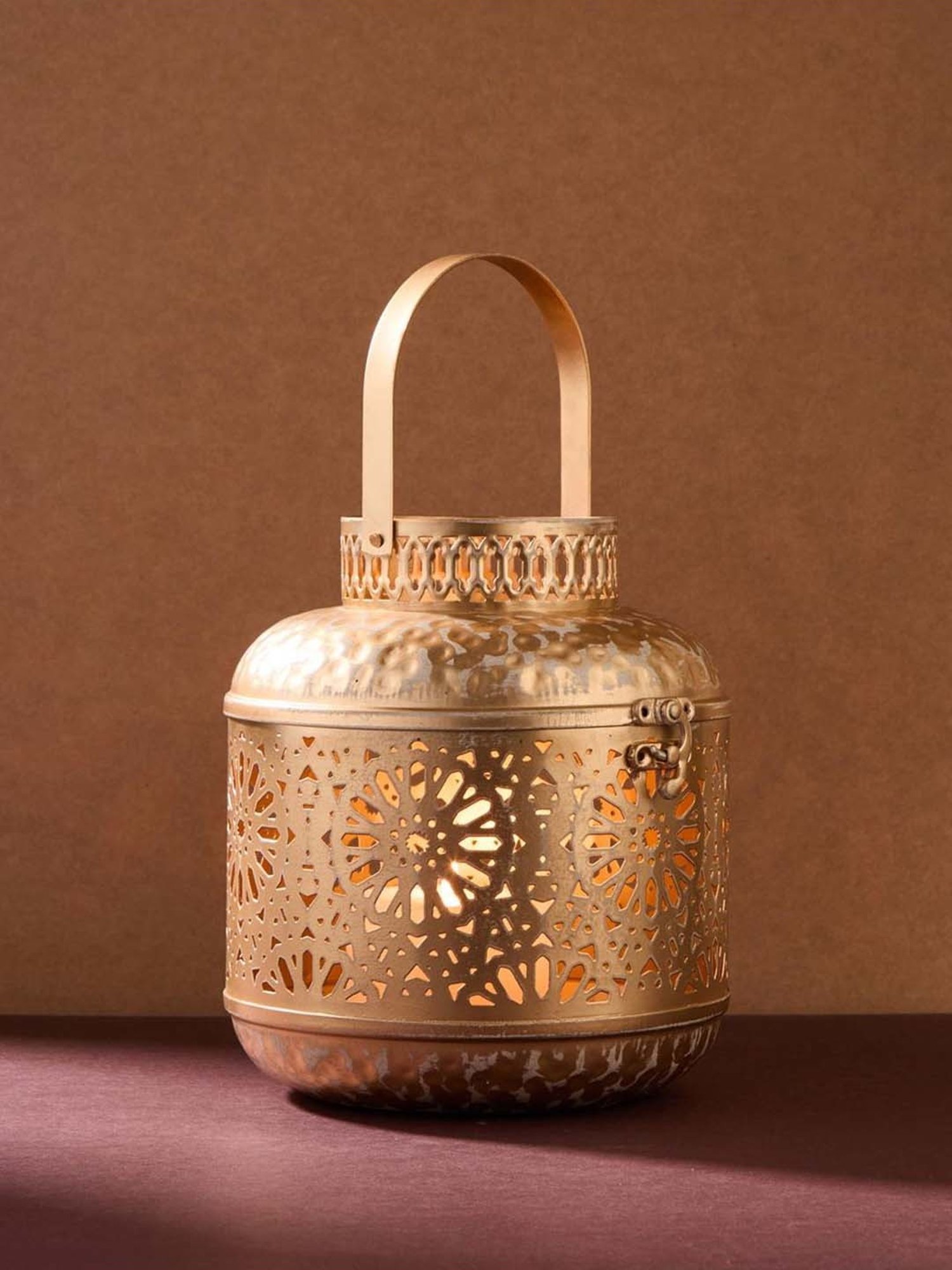 Fabindia Home Gold Metal Cutwork Nira Hanging Lantern