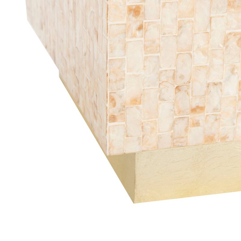 Juno Rect Mosaic Side Table Beige/Gold - Safavieh