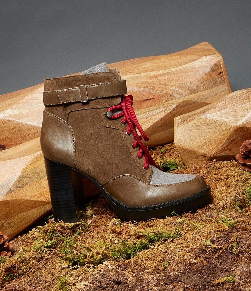 bionica Denali 2 Collection Derinda Waterproof Leather Block Heel Lug Sole Combat Booties