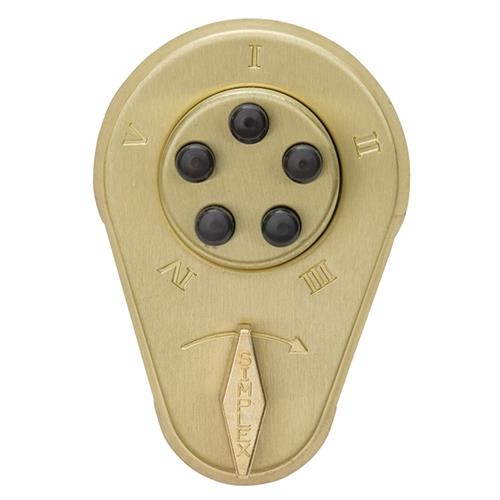 Simplex 904-1-04 Satin Brass Heavy Duty Mechanical Pushbutton Combination Lock With 1" Deadbolt And Flat Strike (No Key)