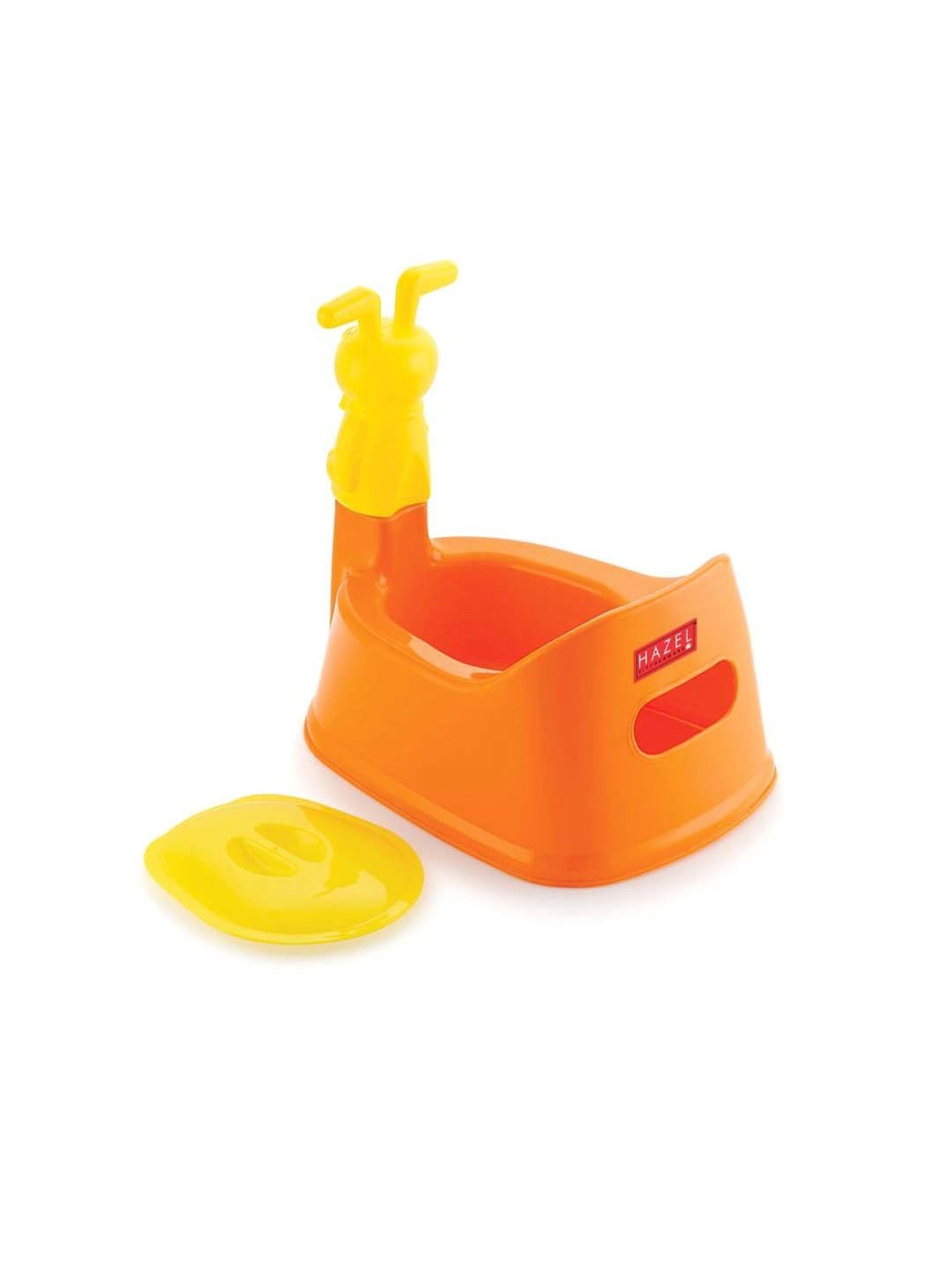 HAZEL Orange & Yellow Plastic Teddy-Shaped Baby Toilet Chair With Closing Lid