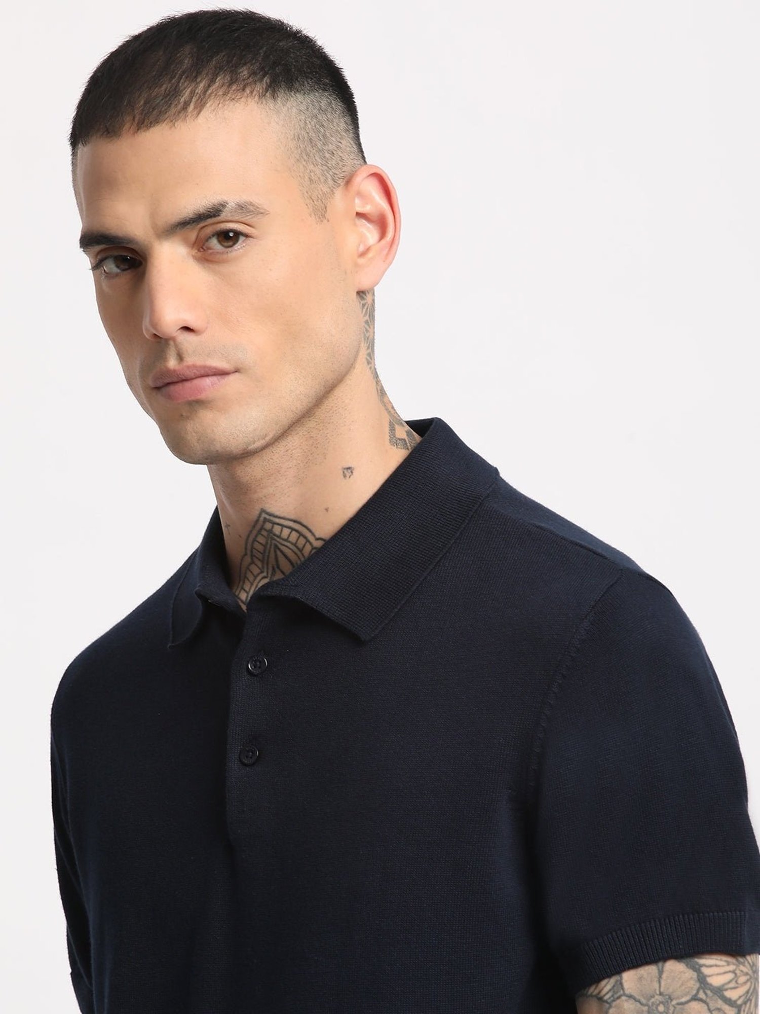 The Bear House Navy Regular Fit Polo T-Shirt