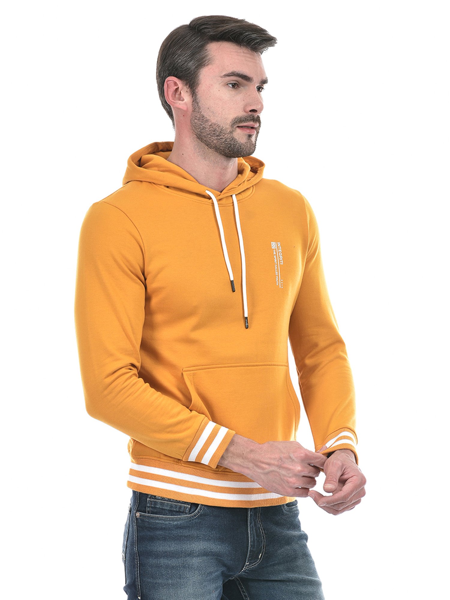 Integriti Mustard Regular Fit Hooded Sweatshirt