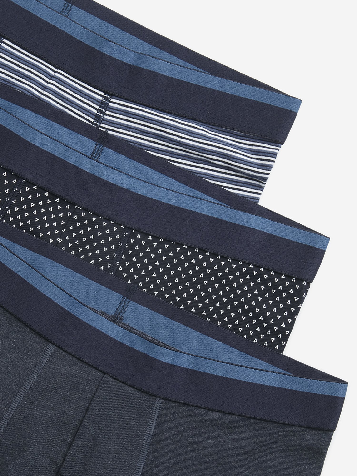 WES Lounge by Westside Dark Blue Cotton Blend Trunks - Pack of 3