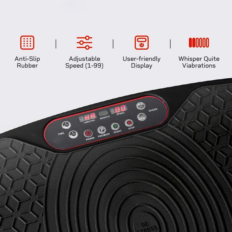 LifePro Portable Home Body Weight Training Fitness Exercise Workout Waver Mini Vibration Plate Platform Equipment Machine Set, Black