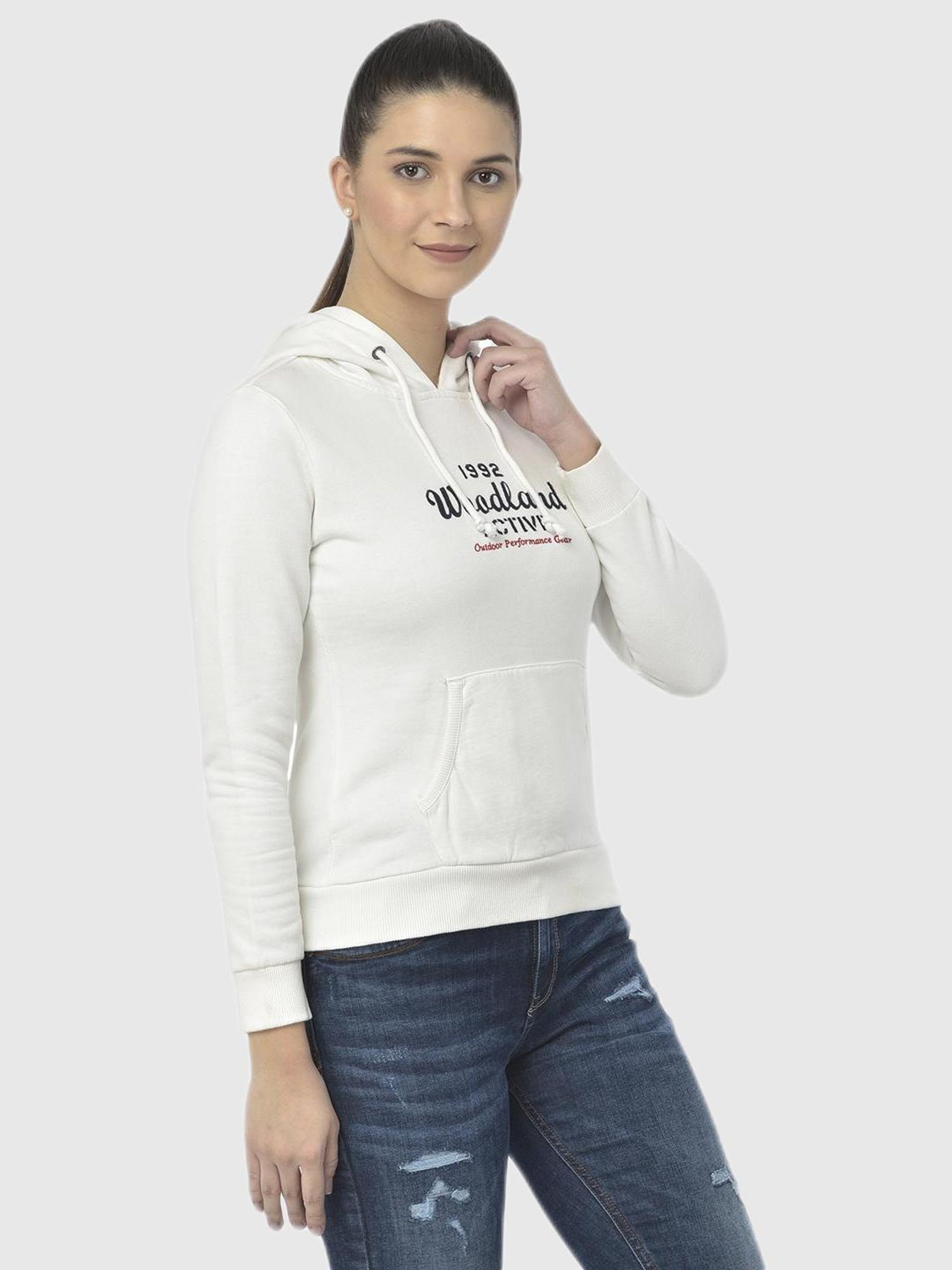 Woodland White Graphic Print Hoodie