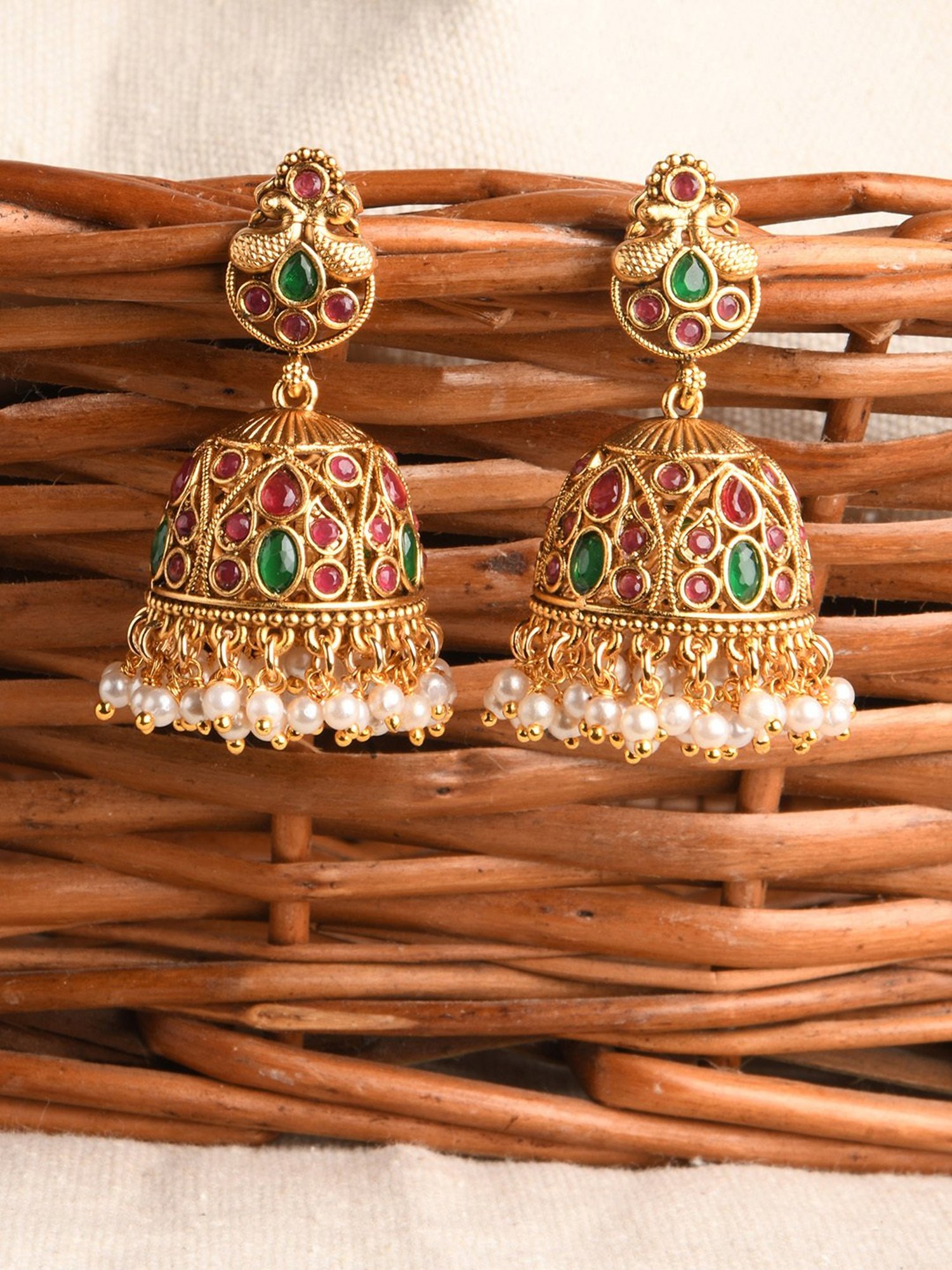 Fida Peacock Multi Jhumki Earrings