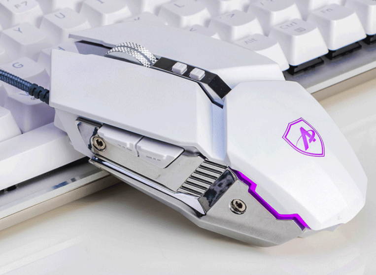 Ajazz AJ110S Ergonomic Design, Cool Exterior USB Wired 3200DPI Gaming Mouse, 4-color Breathing Light, Support PC and Laptop-Black