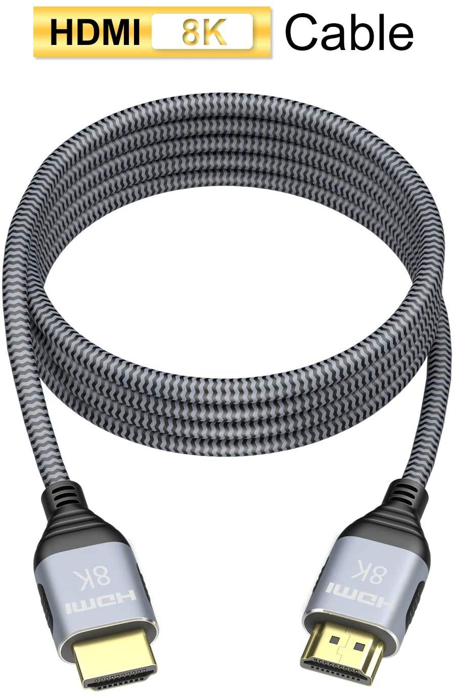 CableDeconn 8K HDMI 2.1 UHD 8K High Speed 48Gbps 8K@60Hz 4K@120Hz HDCP2.2 4:4:4 HDR 3D ARC HDMI Cable Compatible with HDMI Laptops PS4 SetTop Box HDTVs Projectors (2m, HDMI 8K Cable)