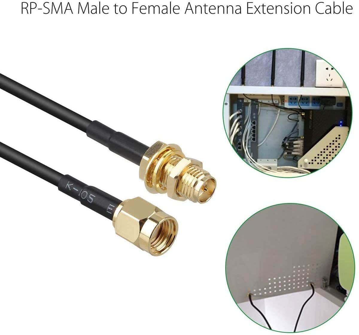 JOINSI 5-Pack 10ft WiFi Antenna Extension Coaxial Cable RP-SMA Male to RP-SMA Female for WiFi LAN WAN Router Bridge Antenna Security IP Camera Signal Booster Repeater Wireless Network Card Adapter