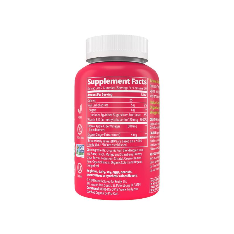 Fruily Organic Apple Cider Vinegar Real Fruit Gummy - 60ct