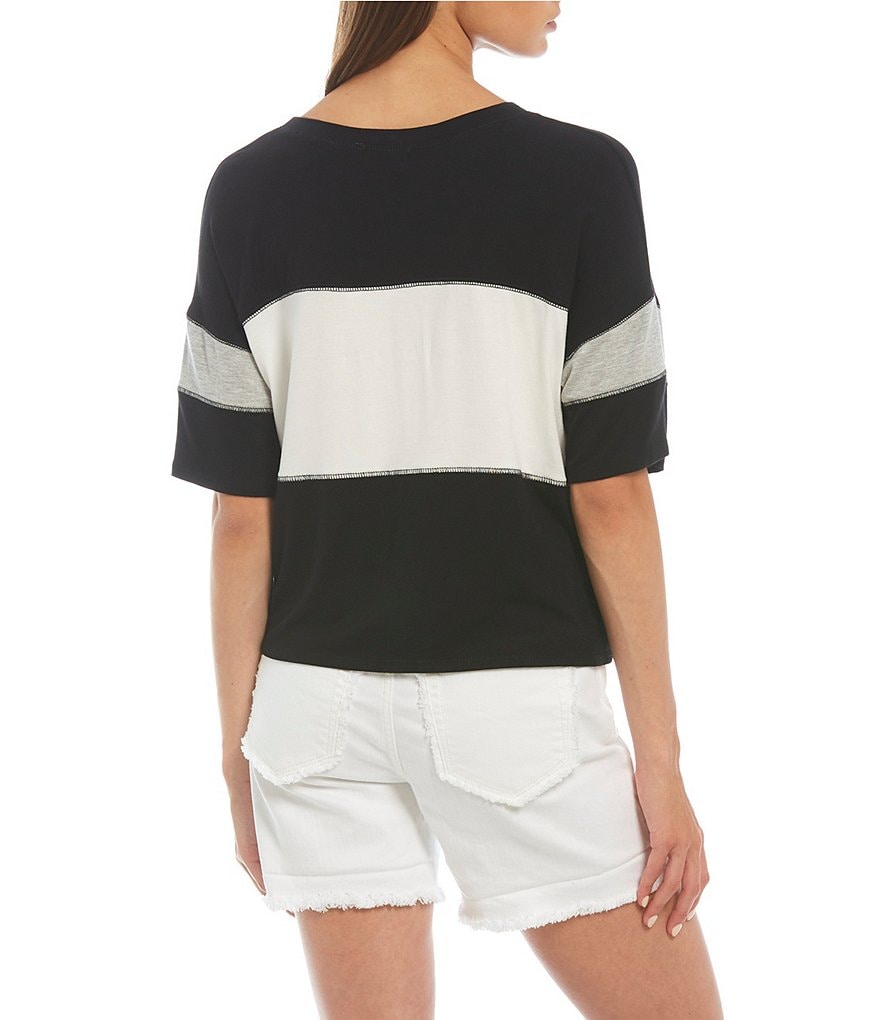Moa Moa Colorblock Slouchy Short Sleeve Tee