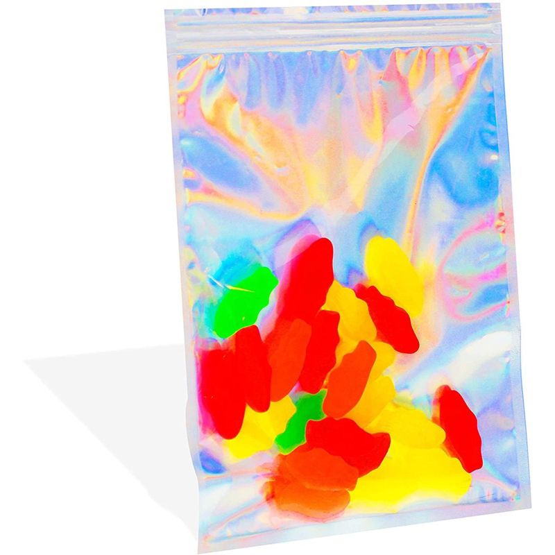 Okuna Outpost Resealable Smell Proof Bags, Holographic Pouches (6 x 8 in, 100 Pack)