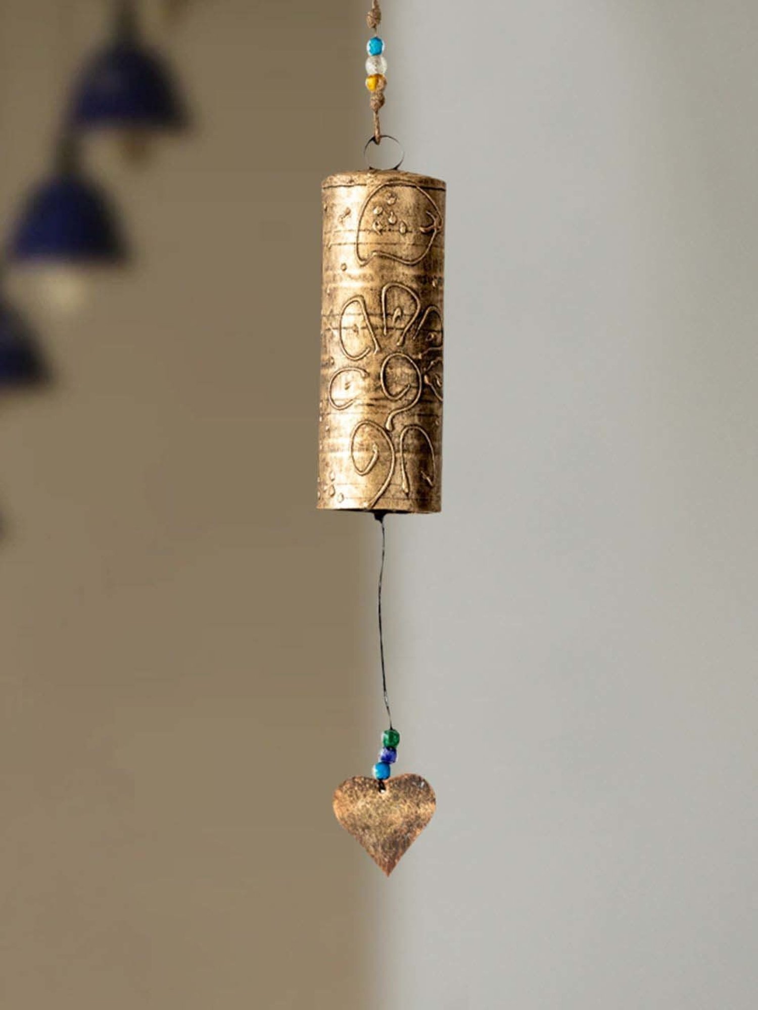 ExclusiveLane Golden Iron Sonorous Ghantadi Kutch Decorative Hanging Wind Chime