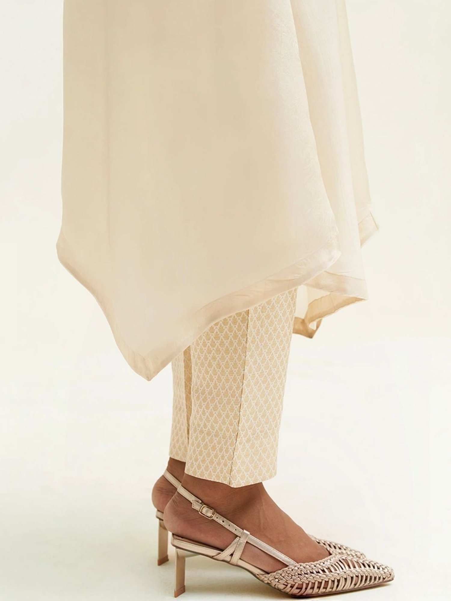 Ganga Fashions Angora Beige Silk Kurta with Pant Co-ord Set