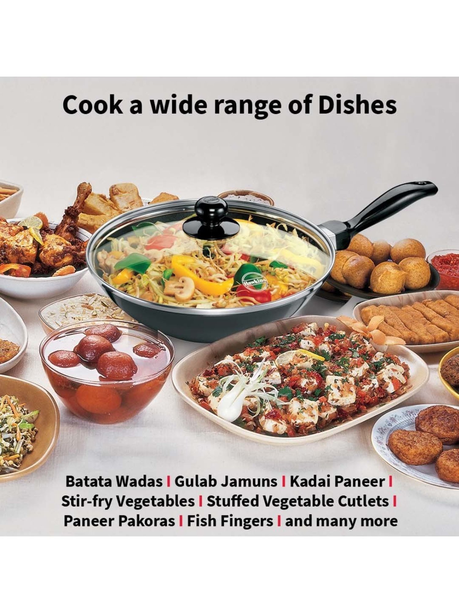 Hawkins Black & Transparent Hard Anodised 26 cm Non-Stick Stir Fry Pan With Lid (2 L) - Set of 1