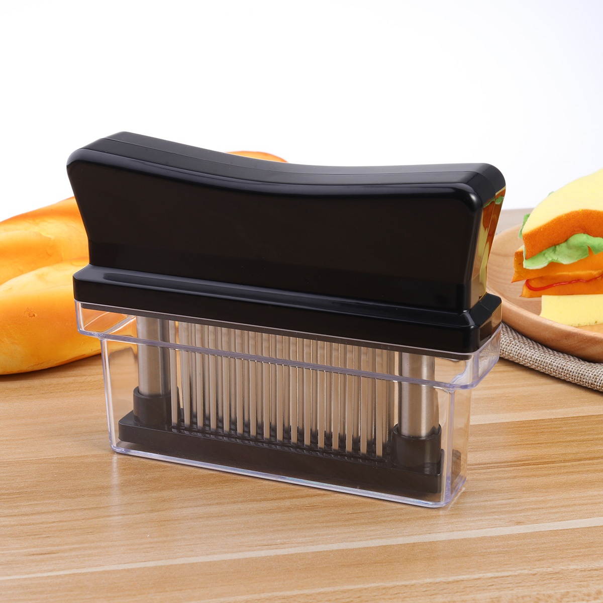 Meat Tenderizer Tool 48 Ultra Sharp Needle Stainless Steel Blades Kitchen Tool for Chicken Steak Beef Pork Fish Make a Difference in Tenderness (Black)