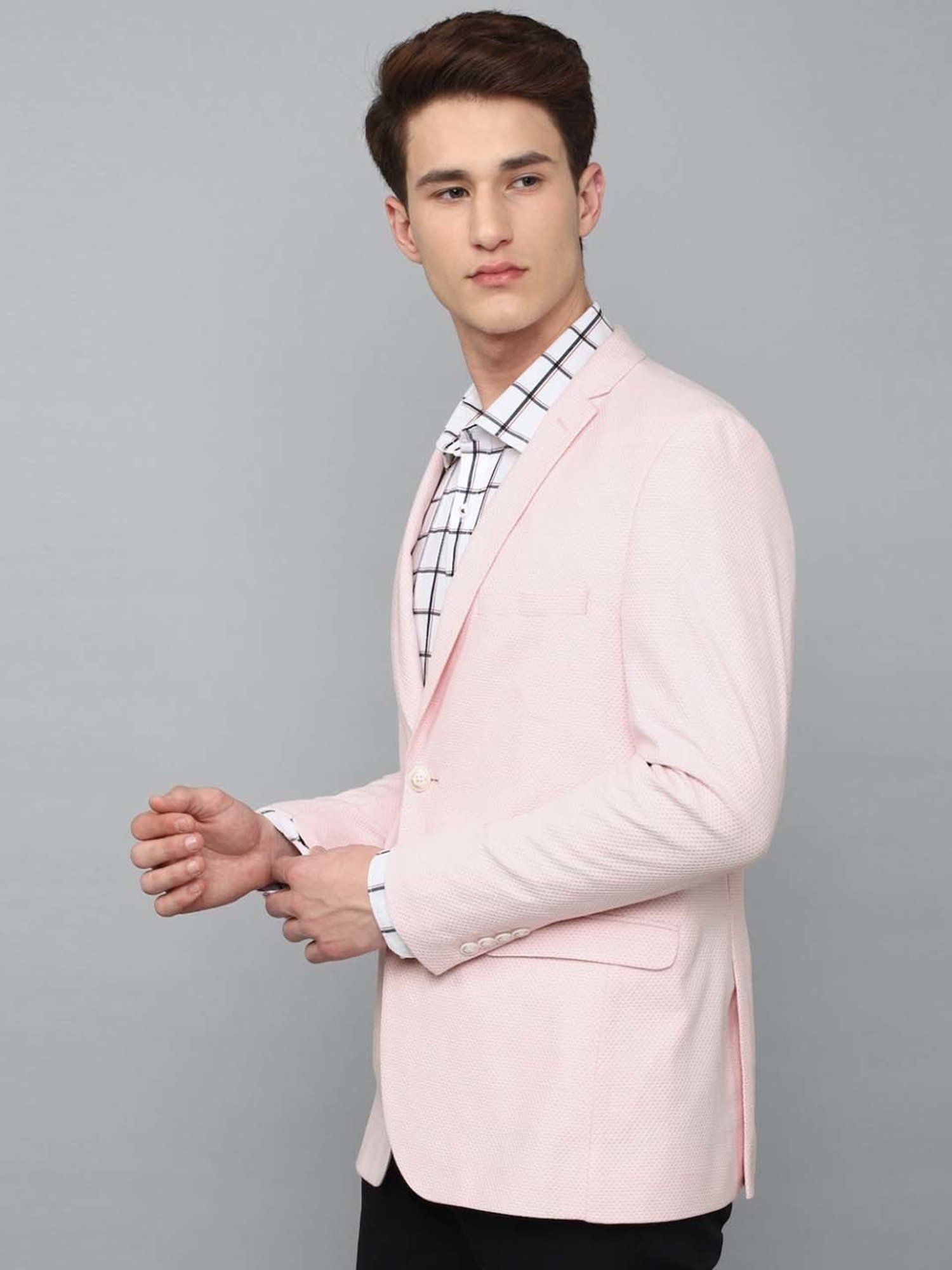 Louis Philippe Sport Pink Super Slim Fit Self Pattern Blazer