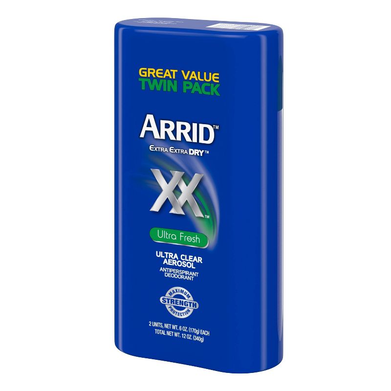 Arrid XX Extra Extra Dry Ultra Clear Aerosol Antiperspirant & Deodorant Ultra Fresh Twin Pack - 6oz/2pk