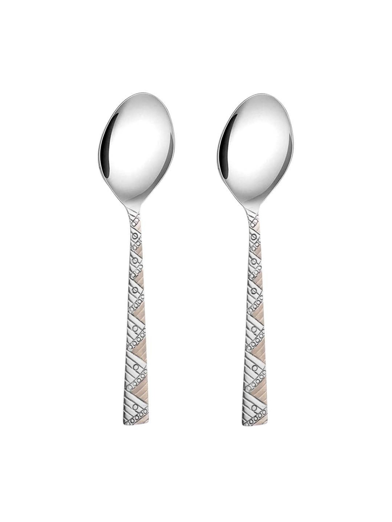 @home Bloom Silver Stainless Steel Soup Spoon - Set of 2