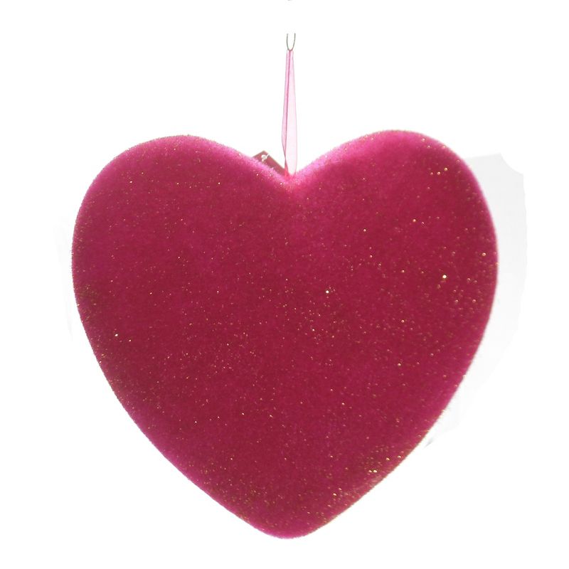 Valentine's Day 11.25" Flocked Hanging Hearts Set / 3 Decorate Decor Decoration Love One Hundred 80 Degree  -  Decorative Figurines