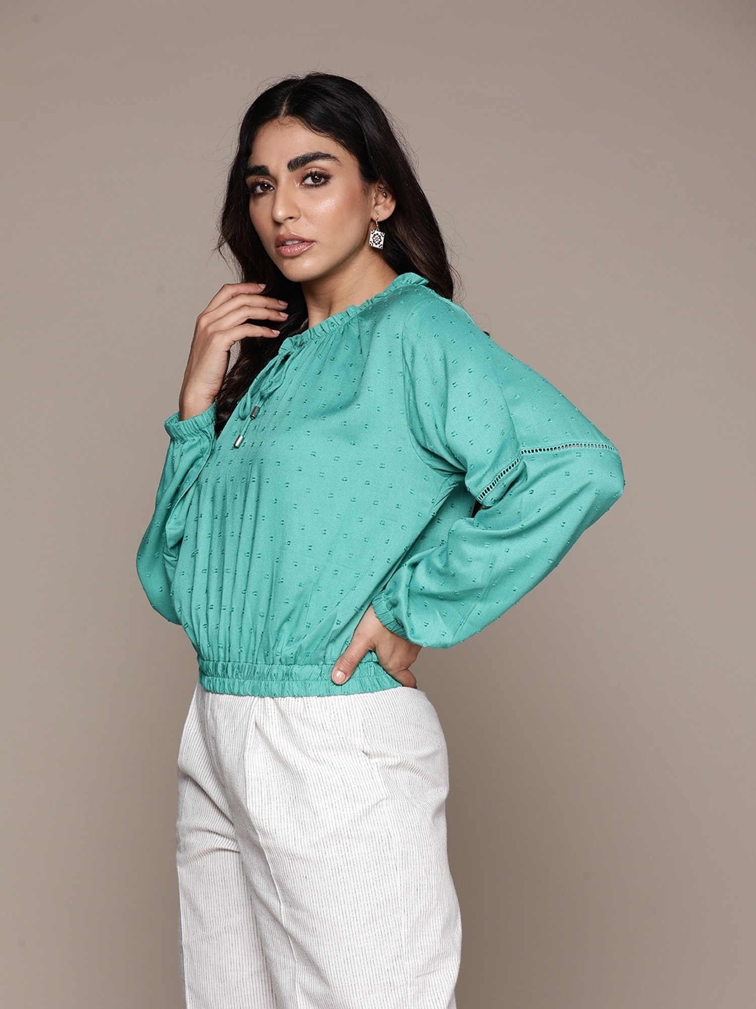 Label Ritu Kumar Aqua Solid Top