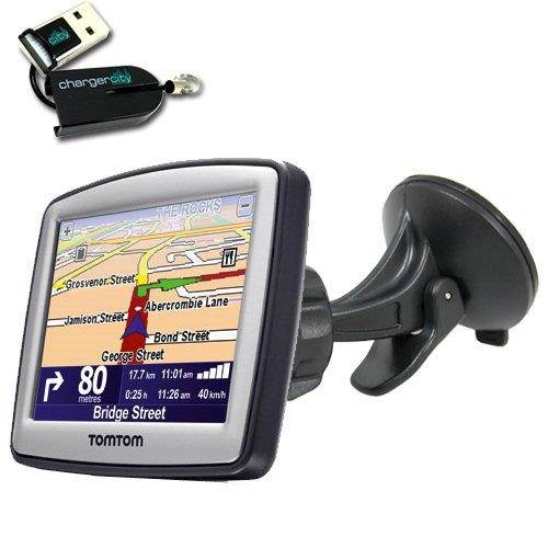 ChargerCit OEM Windshield Suction Mount KIT for TOMTOM XL 325 325s 330 330S 335 335S 340 340s 350 350s ONE 125 130 130s 140 140s WTE M LIVE EASYPORT GPS Navigator with FREE ChargerCty Micro SD Card Re