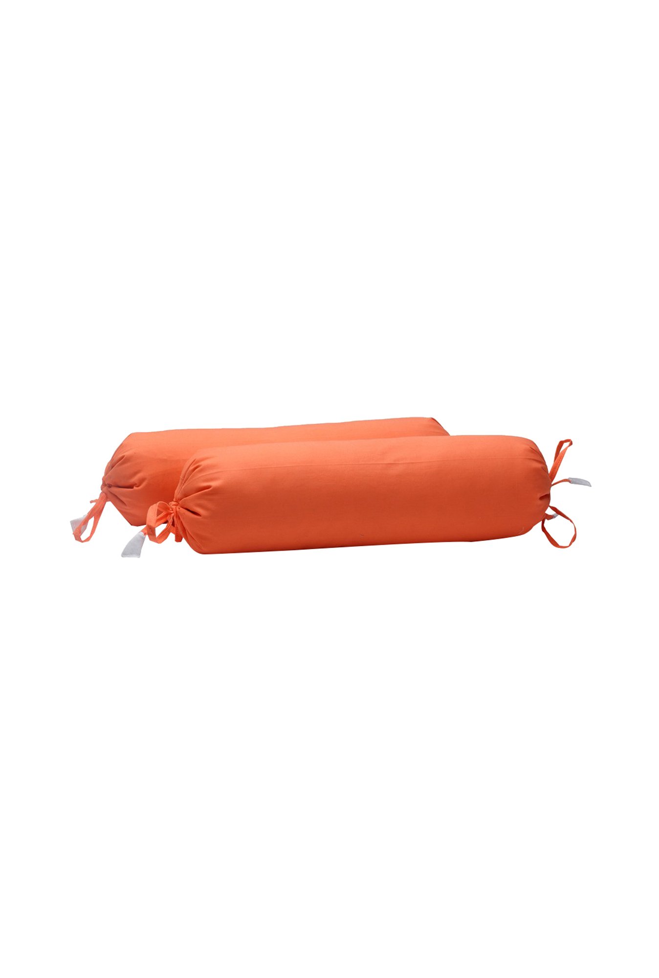 The Baby Atelier Orange Solid Cotton 400 TC Bolster Cover - Set of 2