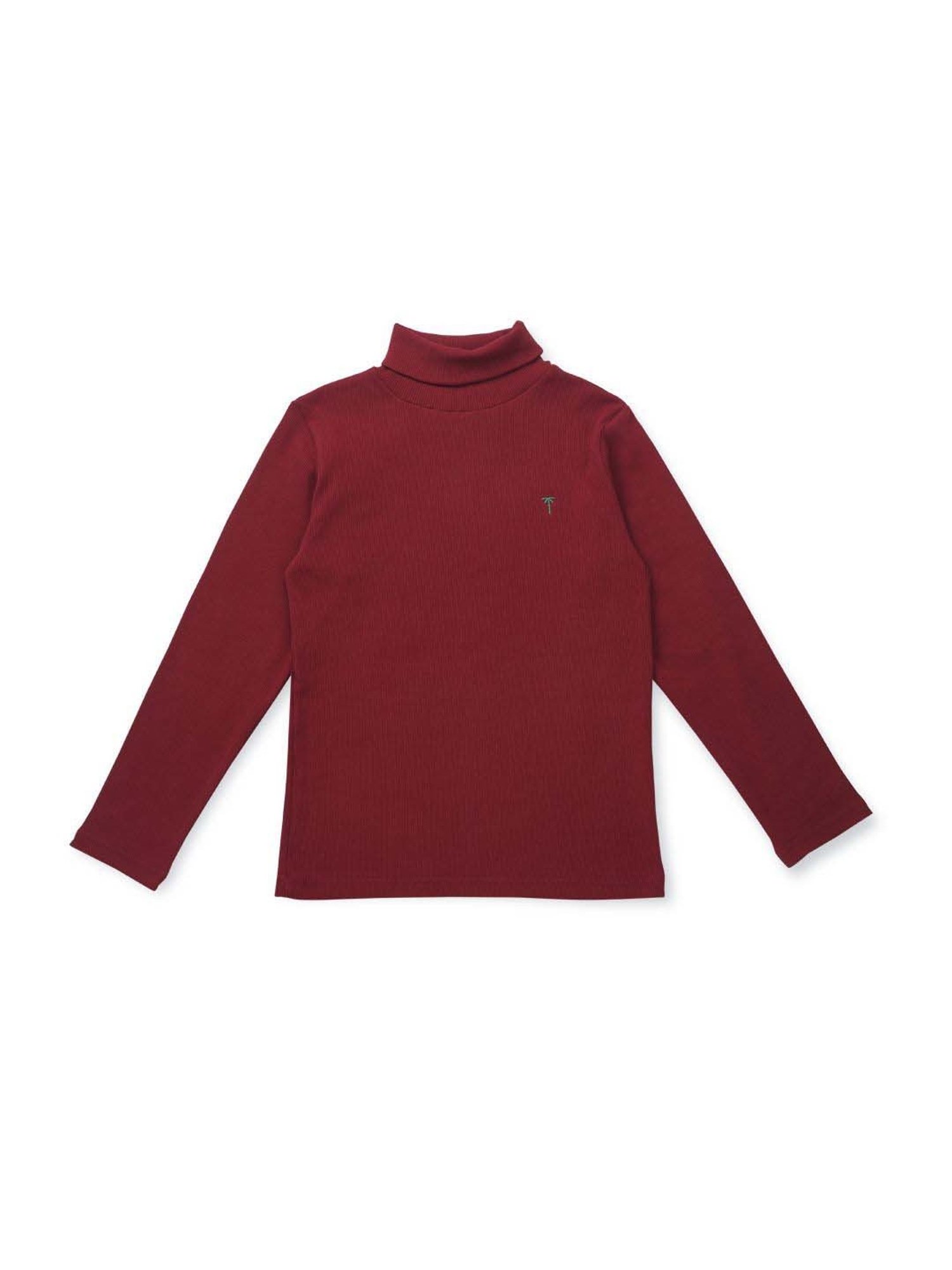 Palm Tree Kids Maroon Cotton Regular Fit Full Sleeves Skivvy
