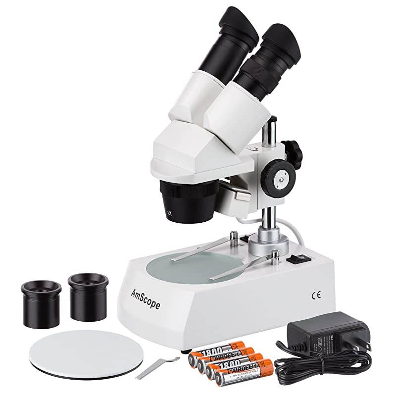 SE305PZLED 10X60X LED Cordless Stereo Microscope wTop amp Bottom Light Illumination System