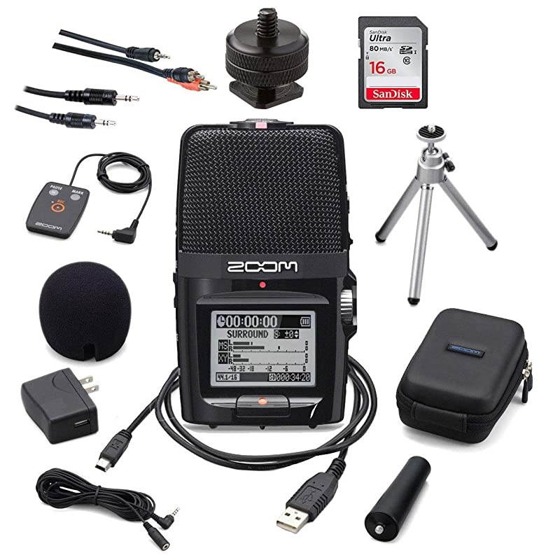 H2n Portable Digital Voice Recorder Bundle with APH2n Accessory Pack and SDHC Card and Stereo Cable