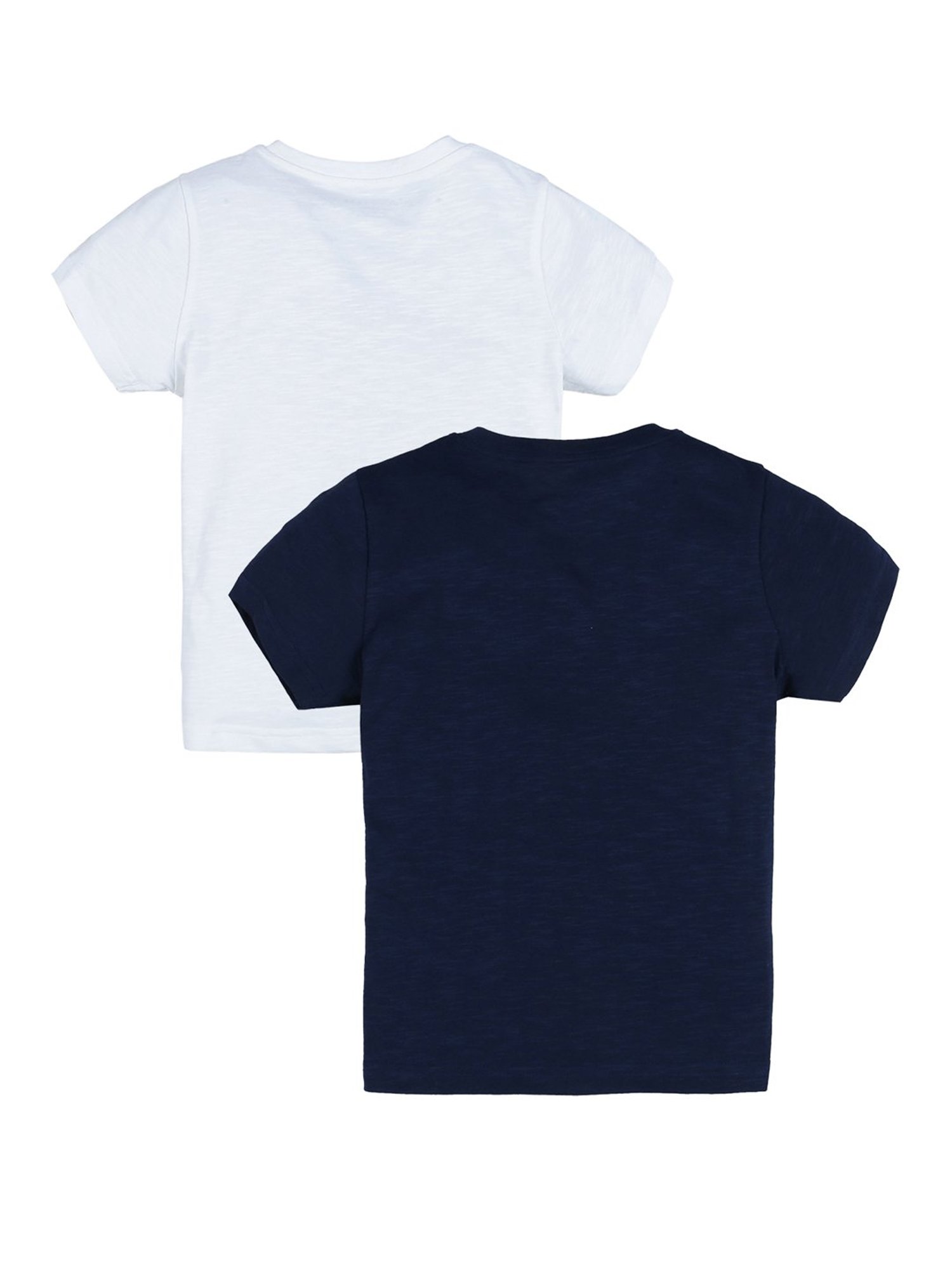 Plum Tree Kids Navy & White Printed T-Shirt (Pack Of 2)