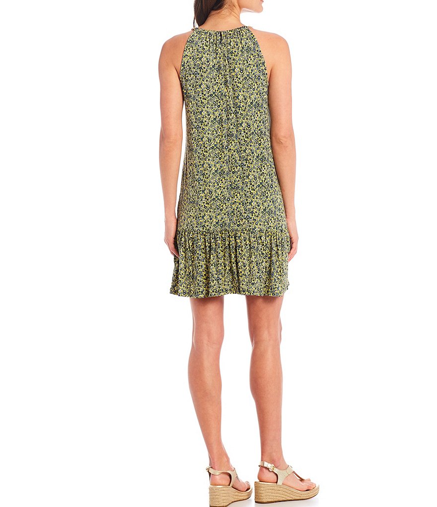 Sugarlips Animal Print Tie Sleeve Ruffle Hem Mini Dress