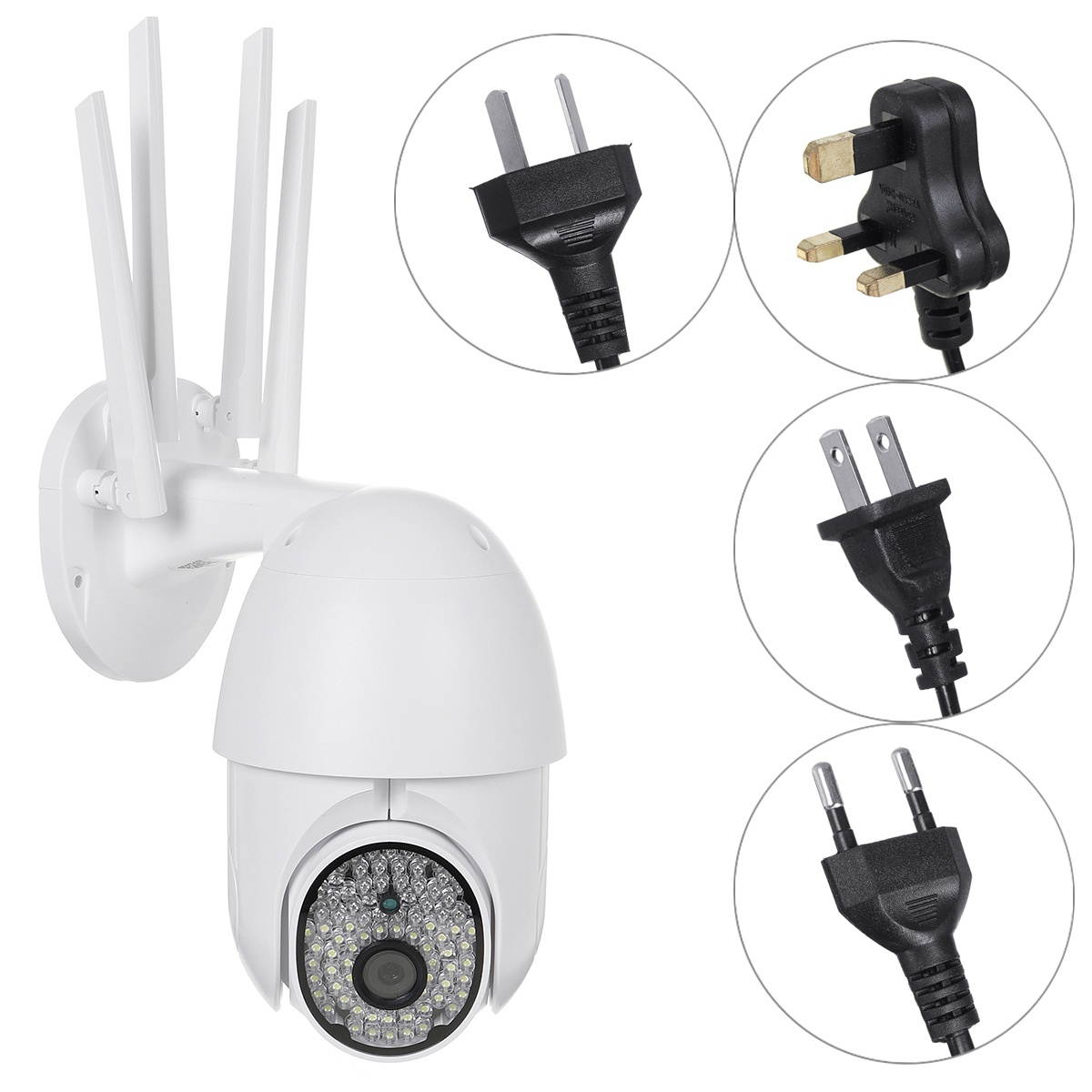 88LEDs 1080P WIFI IP Camera Night Vision Two Way Intercom Wireless Outdoor CCTV HD PTZ Smart Home Security 360&deg; IR Monitor-UK Plug