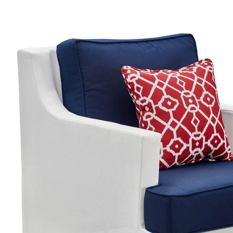 Hampton Outdoor Mesh Chair with Cushions - White & Navy - Finch