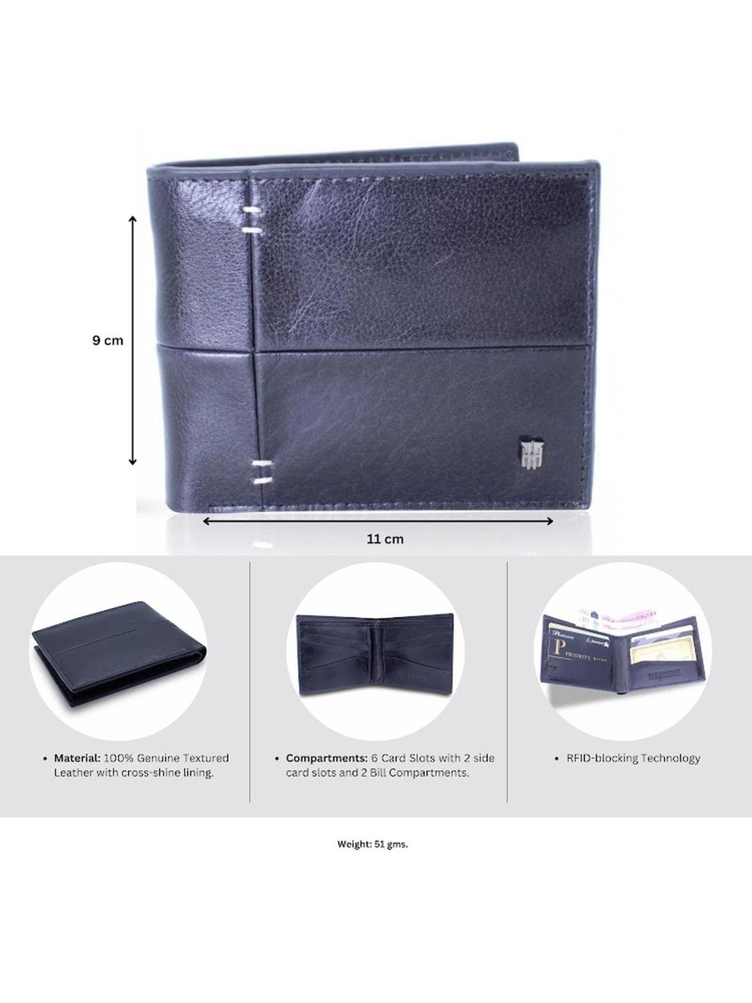 THE HOLISTIK Delta Black Casual Leather Bi-Fold Wallet for Men