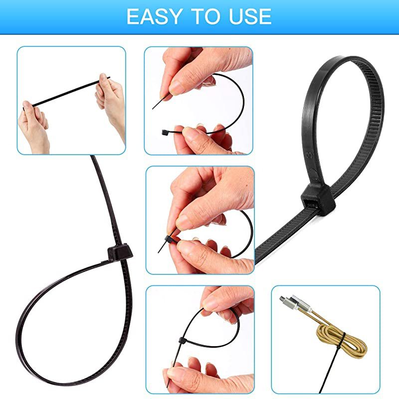 White Cable Zip Ties Premium Nylon Wire Management Ties 50 LB Tensile Strength 8 Inch White 1000 Pack