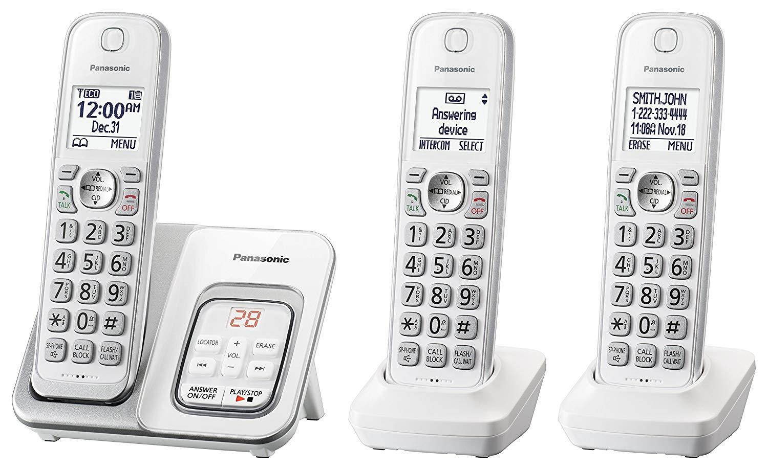 Panasonic KX-TGD533W Expandable Cordless Phone with Call Block and Answering Machine - 3 Handsets