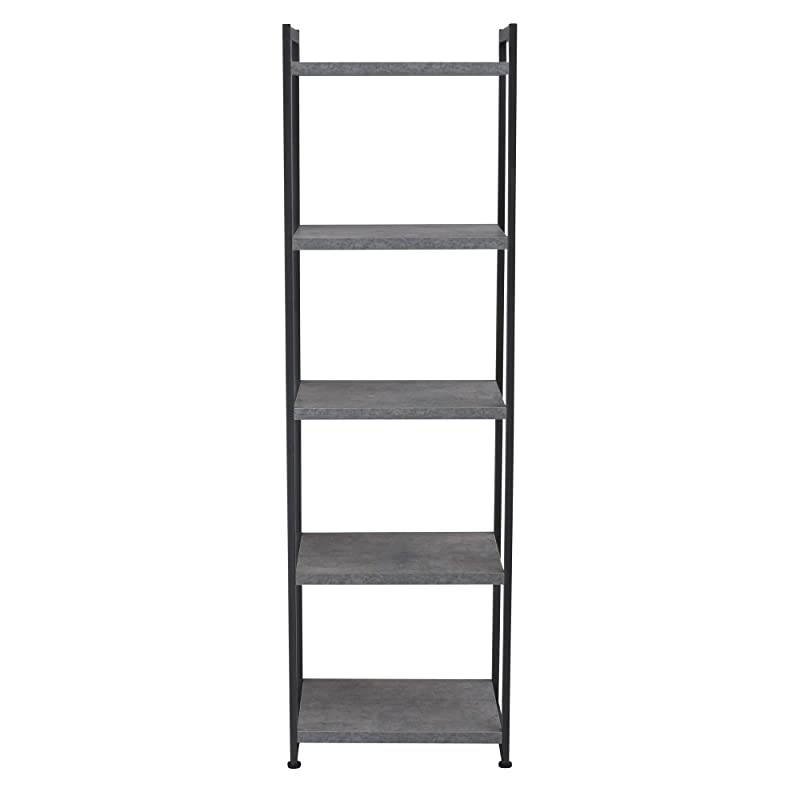 Slate 5 Tier Storage Tower Shelves Black Frame