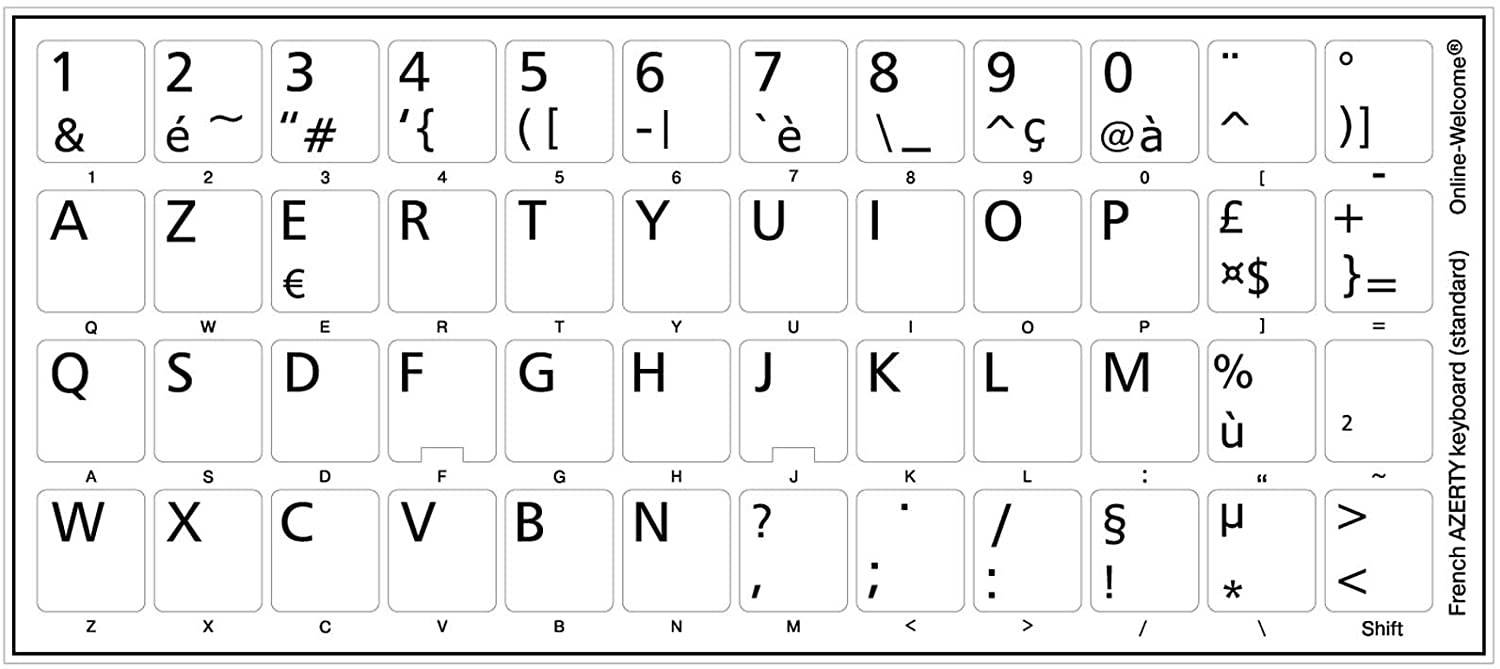 French Azerty Keyboard Sticker White
