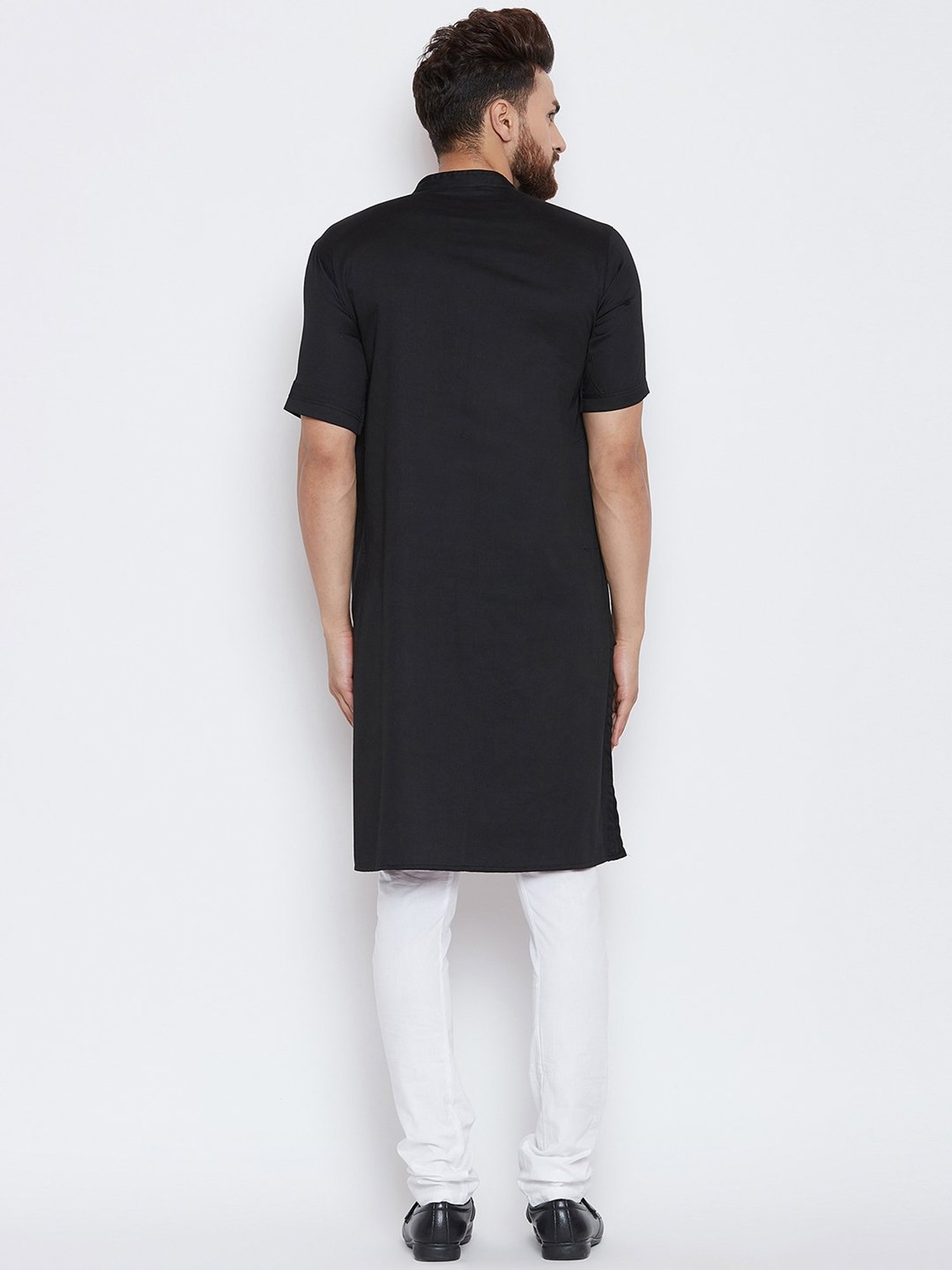 Even Black Mandarin Collar Kurta