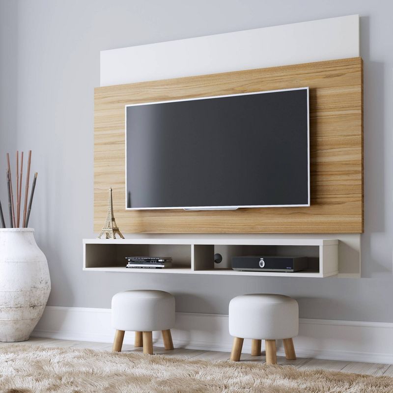 60" Brill Floating Entertainment Center Cinnamon/Off White - Manhattan Comfort