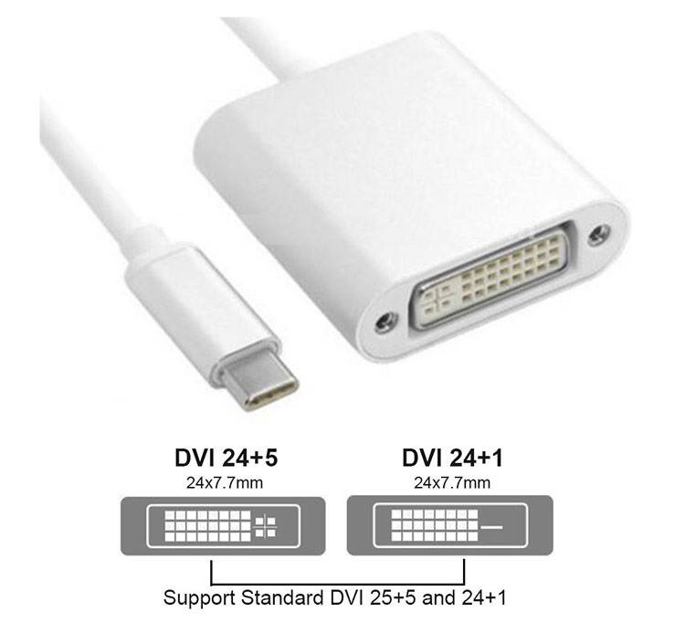 USB C to DVI Adapter 2K 60Hz Video Output, Type-C Video Converter with DVI, Type-C to DVI Converter for New MacBook, ChromeBook and Surface connected HDTV, Monitors and Projectors etc.